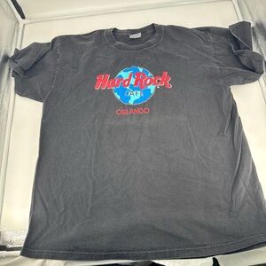 Vintage 90s Hard Rock Cafe Shirt Orlando Adult XL Black Distressed Made in USA
